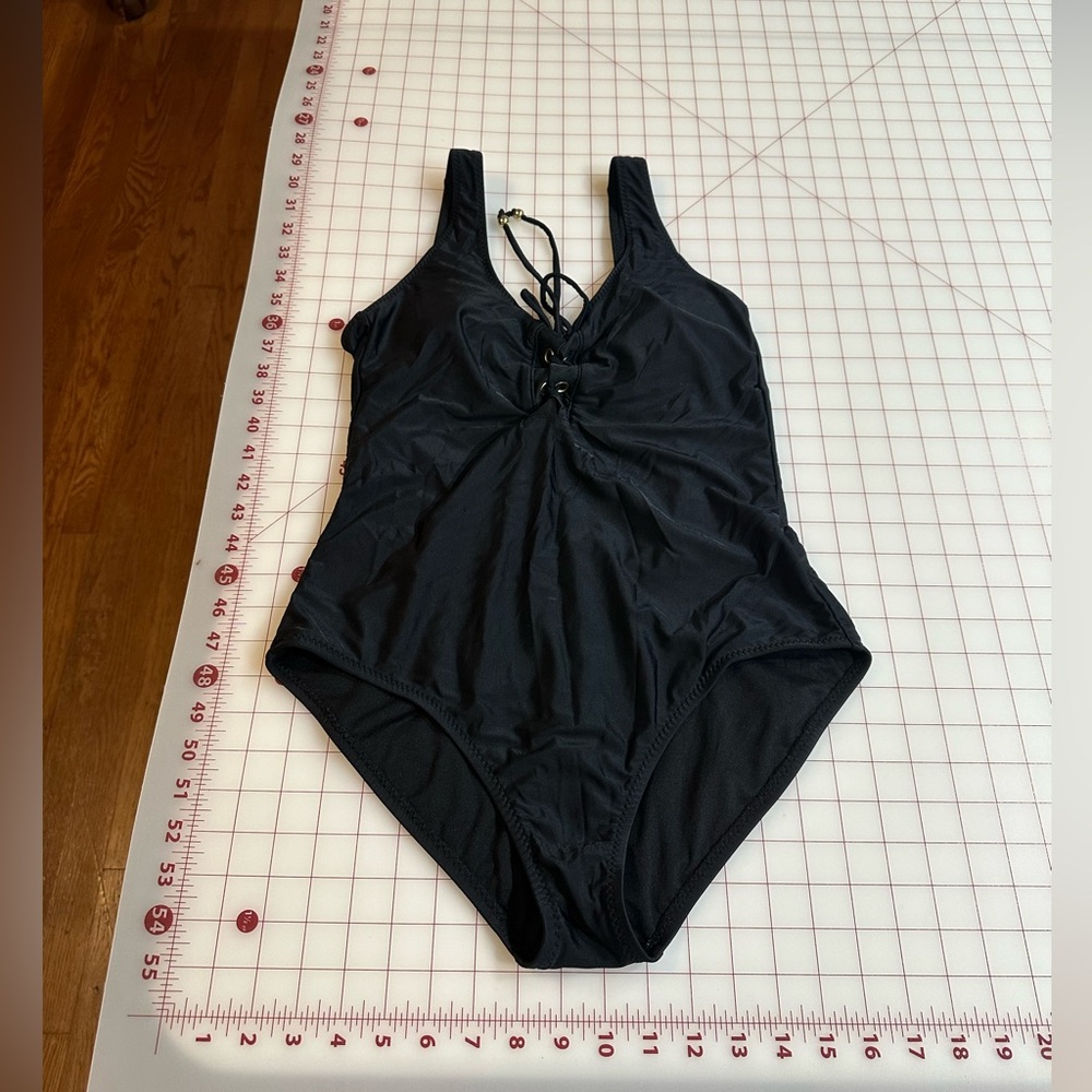 Mossimo Size Medium Boho Tie Up Black Basic V Nec… - image 4